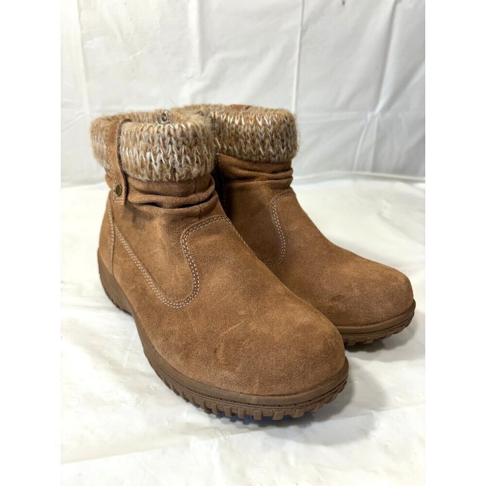 Khombu Laura All Weather Ankle Booties Chestnut Suede Womens Size 7